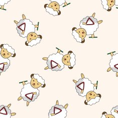 animal sheep playing instrument cartoon seamless pattern background N3