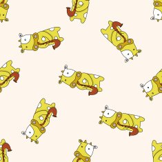 animal cow playing instrument cartoon seamless pattern background