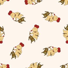 animal mouse playing instrument cartoon seamless pattern background N5