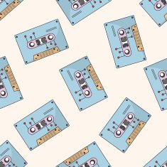 Audiotape cartoon seamless pattern background N51