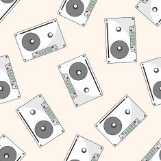 Audiotape cartoon seamless pattern background N52