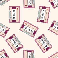 Audiotape cartoon seamless pattern background N55