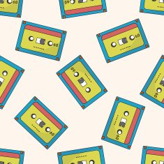Audiotape cartoon seamless pattern background N56