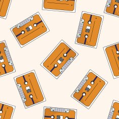 Audiotape cartoon seamless pattern background N57