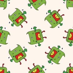 monster cartoon seamless pattern background N40
