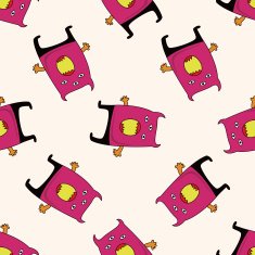 monster cartoon seamless pattern background N44