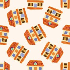 Building house cartoon seamless pattern background N48