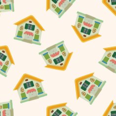 Building house cartoon seamless pattern background N49