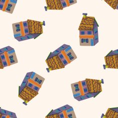 Building house cartoon seamless pattern background N53
