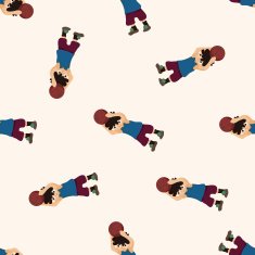 basketball player cartoon seamless pattern background N43
