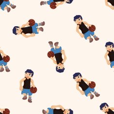 basketball player cartoon seamless pattern background N49