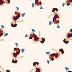 basketball player cartoon seamless pattern background N50