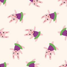 animal rabbit cartoon seamless pattern background N11