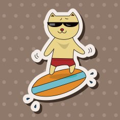 animal cat summer cartoon theme elements N12