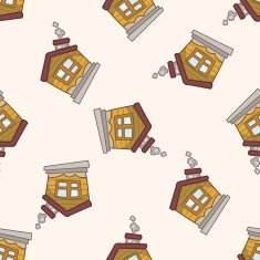 Building design house cartoon seamless pattern background