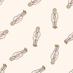 people character cartoon seamless pattern background N35