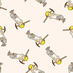people character cartoon seamless pattern background N38