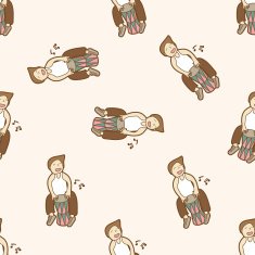 people character cartoon seamless pattern background N39