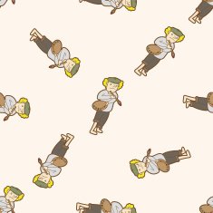 people character cartoon seamless pattern background N41