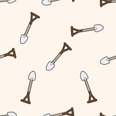work tool shovel cartoon seamless pattern background