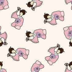 people character cartoon seamless pattern background N43