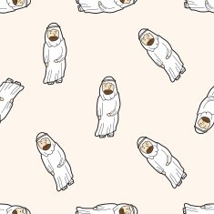 people character cartoon seamless pattern background N47