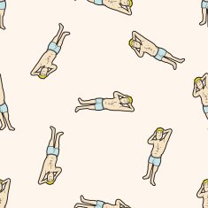 people character cartoon seamless pattern background N48