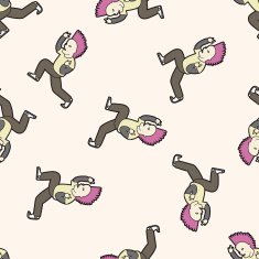 people character cartoon seamless pattern background N50