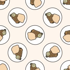 steak meat cartoon seamless pattern background