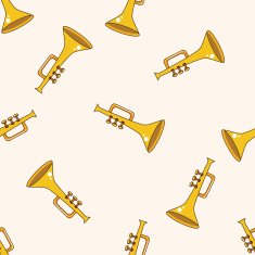 music trumpet cartoon seamless pattern background N3