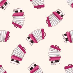 music Accordion cartoon seamless pattern background