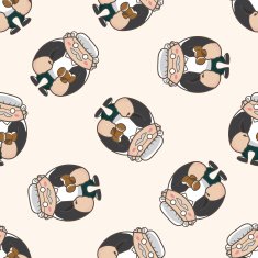 person character cartoon seamless pattern background N3