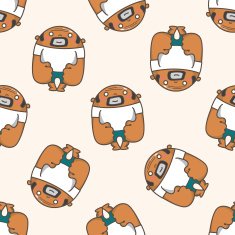 person character cartoon seamless pattern background N8