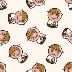 person character farmer cartoon seamless pattern background