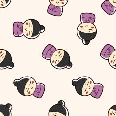 person character Chinese cartoon seamless pattern background