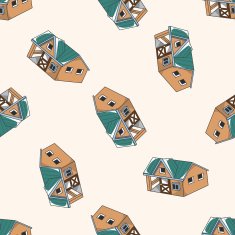 Building house cartoon seamless pattern background N68