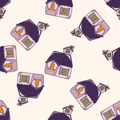 Building house cartoon seamless pattern background N71