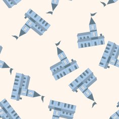 Building castle cartoon seamless pattern background