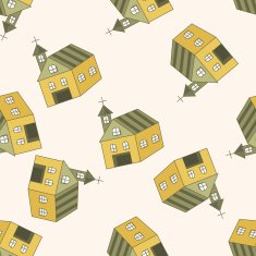 Building church cartoon seamless pattern background