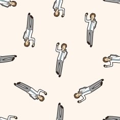 Office workers cartoon seamless pattern background N91