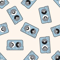 Audiotape cartoon seamless pattern background N58