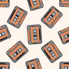 Audiotape cartoon seamless pattern background N59