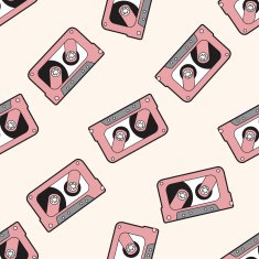 Audiotape cartoon seamless pattern background N60