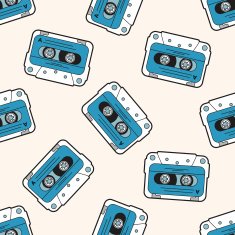 Audiotape cartoon seamless pattern background N65