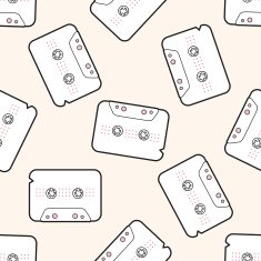Audiotape cartoon seamless pattern background N66