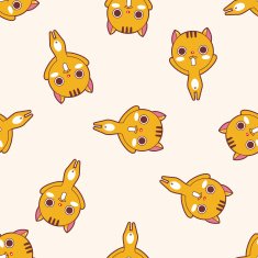 animal cat cartoon seamless pattern background N30