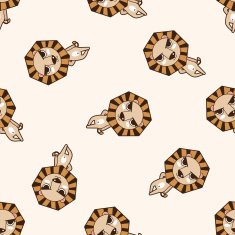 animal lion cartoon seamless pattern background N3