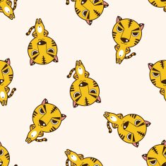 animal tiger cartoon seamless pattern background N4