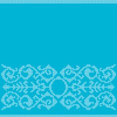 Cross stitch embroidery pattern ornament blue background