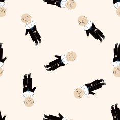 pastor and nun cartoon seamless pattern background N23
